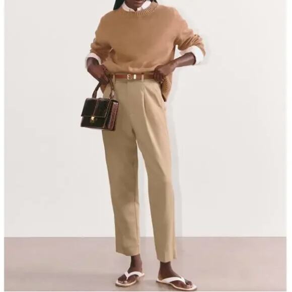 EVERLANE The Draper Taper Pant in Buttersmooth Ash Brown Tan Sz 2 Short {SS25} - Picture 1 of 6